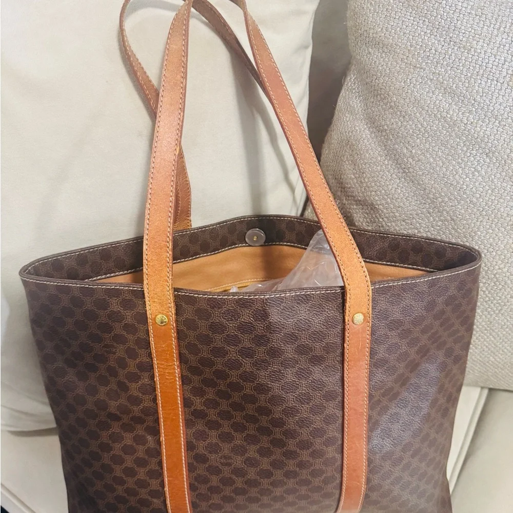 Celine Macadame Brown and Tan Tote Bag with Monogram Canvas - Picture 4 of 8